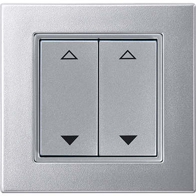Schalter 55x55 4-Kanal Jalousie Merten aluminium